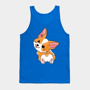 Winking Corgi Love Button: Adorable Kawaii Design with a Heart-Shaped Tail Tank Top